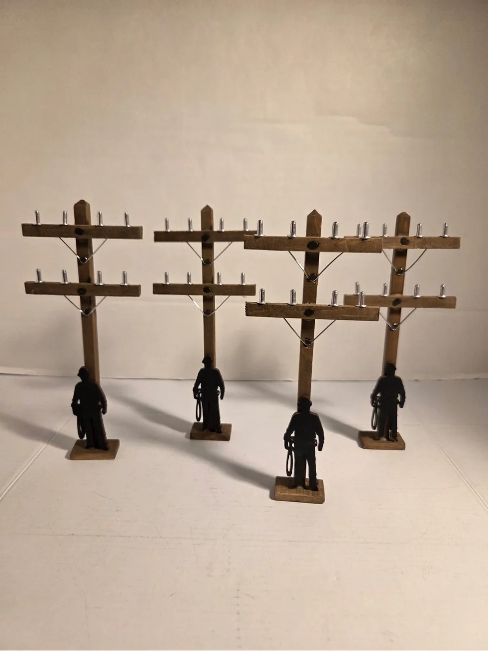 4 LINEMAN POLE & Silhouette Climber | cake decoration | 12” Miniature Decor